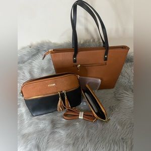 3 pieces purse set , New brown and black . Cross body , wallet and purse